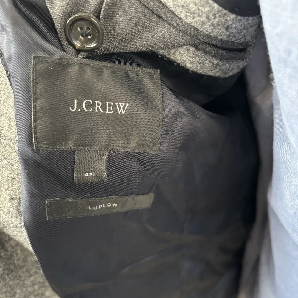 J Crew Ludlow Yorkshire Moon Tweed Wool Sport Coat Blazer 42L Mens‎ Grey Jacket